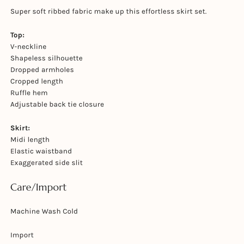 NWT Free People 2 pc Skirt Set, Small - Picture 7 of 8